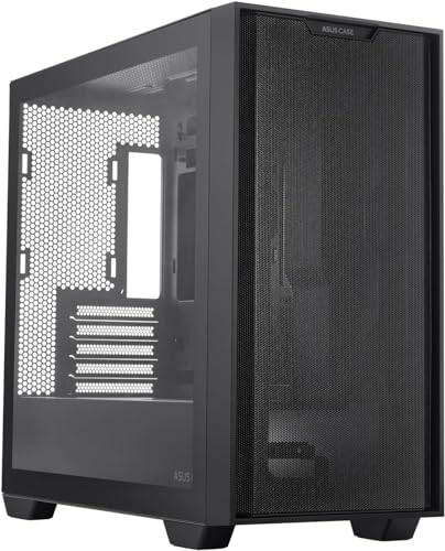 ASUS A21 Micro-ATX Gaming Gehäuse Black (kompatibel mit 360 mm Radiatoren, 380 mm Grafikkarten, Frontpanel-Mesh, Fach für Kabelmanagement, schwarz) von ASUS
