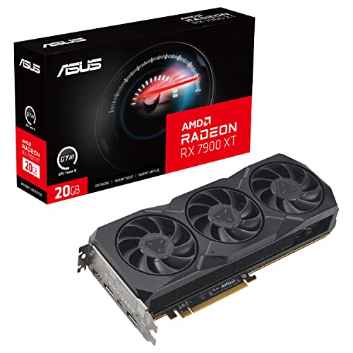 ASUS AMD Radeon RX 7900 XT 20GB GDDR6 Gaming Grafikkarte (AMD RDNA 3 Architektur, PCIe 4.0, 20GB GDDR6 Speicher, 1x HDMI 2.1, 2x DisplayPort 2.1, GPU Tweak III, RX7900XT-20G) von ASUS