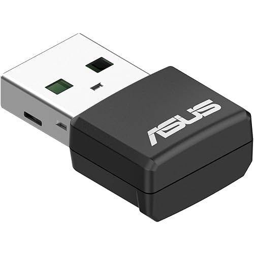 ASUS AX1800 Dual Band WiFi 6 USB Adapter, WiFi 6, 802.11ax, WPA3 Netzwerksicherheit, 5 GHz Frequenzband, kompakte Größe (USB-AX55 Nano) von ASUS