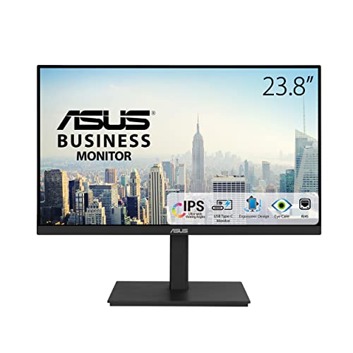 ASUS Business VA24ECPSN - 24 Zoll Full HD Monitor - 16:9 IPS Panel, 1920x1080, 75 Hz, Rahmenlos, ergonomisch - RJ45, DisplayPort, HDMI, USB-C mit 65W, USB-Hub von ASUS