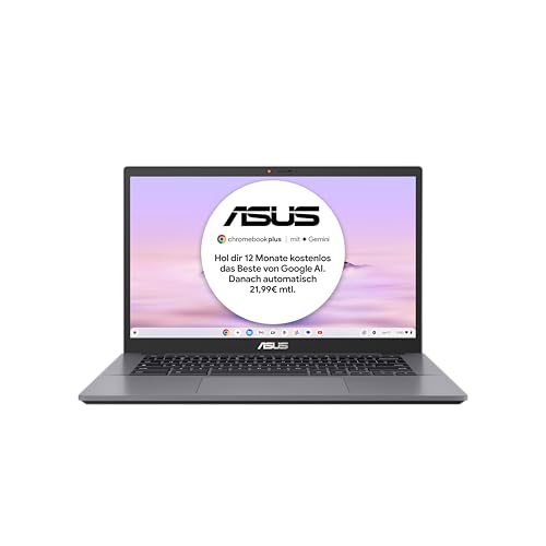 ASUS Chromebook Plus CX34 Laptop | 14" FHD entspiegeltes IPS Display | Intel Core i3-1215U | 8 GB RAM | 128GB UFS | Intel UHD | ChromeOS | QWERTZ Tastatur | Grey | von ASUS