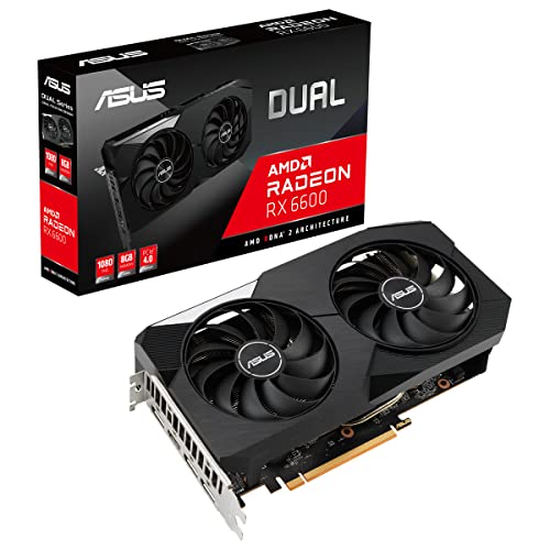 ASUS Dual AMD Radeon RX6600 8G Gaming Grafikkarte (8GB DDR6 Speicher, PCIe 4.0, 1x HDMI 2.1, 3x DIsplayPort 1.4a. DUAL-RX6600-8G) von ASUS