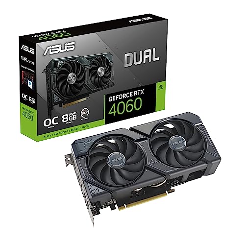 ASUS Dual GeForce RTX 4060 OC Edition 8GB GDDR6 Gaming Grafikkarte schwarz (NVIDIA RTX4060 DLSS3, PCIe 4.0, 1x HMDI 2.1a, 3X DisplayPort 1.4a, DUAL-RTX4060-O8G) von ASUS