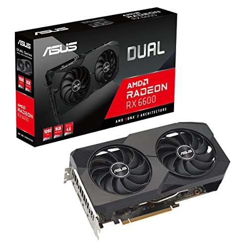 ASUS Dual Radeon RX 6600 V2 8GB GDDR6 Gaming Grafikkarte (AMD Radeon RX6600, PCIe 4.0, 1x HDMI 2.1, 3X DisplayPort 1.4a, DUAL-RX6600-8G-V2) von ASUS