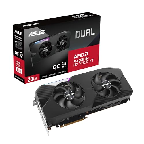 ASUS Dual Radeon RX 7900 XTX OC Edition 24GB GDDR6 Gaming Grafikkarte (AMD Radeon RX7900 XTX, PCIe 4.0, 1x HDMI 2.1, 3X DisplayPort 2.1, DUAL-RX7900XTX-O24G) von ASUS