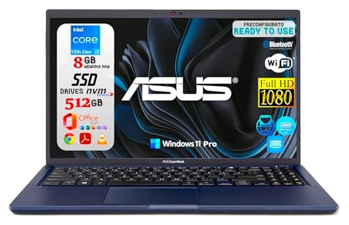ASUS ExpertBook B1 (B1502), Display Notebook 15,6 Zoll Full HD, CPU Intel Core i3-12th, 8 GB DDR4 RAM, 512 GB NVMe SSD, Windows 11 Pro, Office 2021 Pro Plus - Notebook sofort einsatzbereit von ASUS