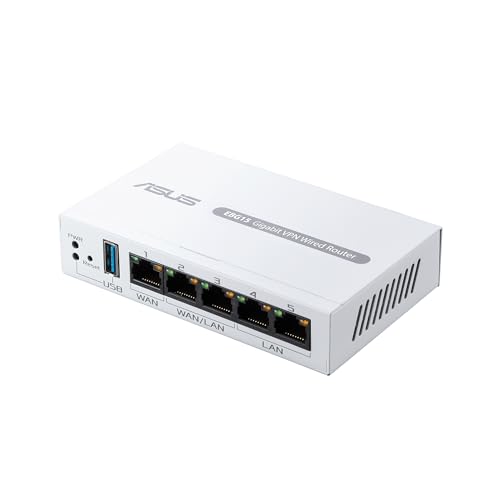 ASUS ExpertWiFi EBG15 Gigabit VPN Router, 5 Ports, Multi-WAN, Lastausgleich, VLAN, AiMesh, AiProtection Pro, Weiß von ASUS