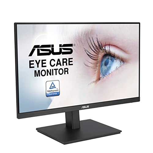 ASUS Eye Care VA24EQSB - 24 Zoll Full HD Monitor - Rahmenlos, ergonomisch, Flicker-Free, Blaulichtfilter, Adaptive-Sync - 75 Hz, 16:9 IPS Panel, 1920x1080 - DisplayPort, HDMI, D-Sub, USB Hub, schwarz von ASUS