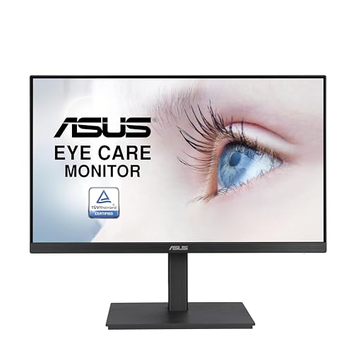 ASUS Eye Care VA24EQSB - 24 Zoll Full HD Monitor - Rahmenlos, ergonomisch, Flicker-Free, Blaulichtfilter, Adaptive-Sync - 75 Hz, 16:9 IPS Panel, 1920x1080 - DisplayPort, HDMI, D-Sub, USB Hub, schwarz von ASUS