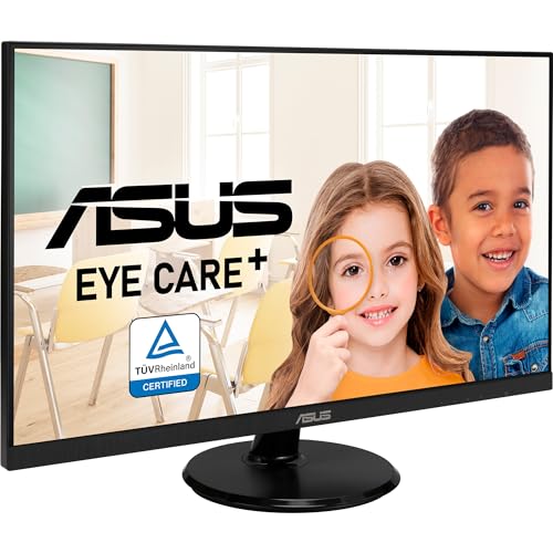 ASUS Eye Care VA27DQF - 27 Zoll Full HD Monitor - Rahmenlos, Flicker-Free, Blaulichtfilter, Adaptive-Sync - 100 Hz, 16:9 IPS Panel, 1920x1080 - DisplayPort, HDMI, Speaker, Schwarz von ASUS