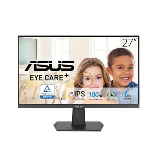 ASUS Eye Care VA27EHF - 27 Zoll Full HD Monitor - Rahmenlos, Flicker-Free, Blaulichtfilter, Adaptive-Sync - 1ms MPRT, 100 Hz, 16:9 IPS Panel, 1920x1080 - HDMI von ASUS