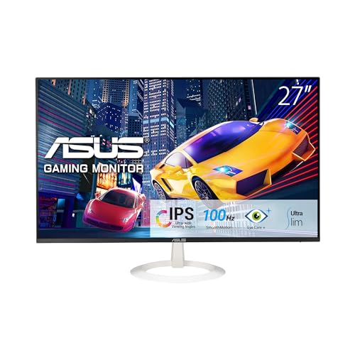 ASUS Eye Care VZ27EHF-W - 27 Zoll Full HD Monitor - Schlankes Design, Rahmenlos, Flicker-Free, Blaulichtfilter, Adaptive Sync - 100 Hz, 1ms MPRT, 16:9 IPS Panel, 1920x1080 - HDMI, Weiß von ASUS