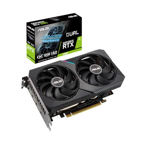 ASUS GeForce Dual RTX 3060 12GB V2 OC Edition Gaming Grafikkarte (GDDR6 Speicher, PCIe 4.0, 1x HDMI 2.1, 3x DisplayPort 1.4a, DUAL-RTX3060-O12G-V2) von ASUS