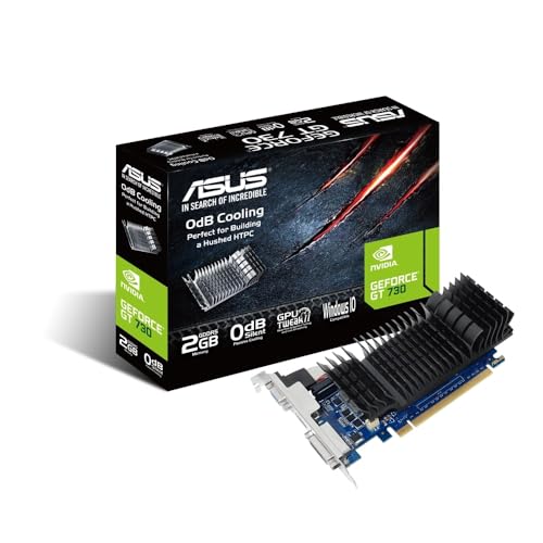 ASUS GeForce GT 730 2GB GDDR5 Low-Profile-Grafikkarte (0dB Passivkühlung, GPU Tweak II, 1x VGA, 1x DVI, 1x HDMI, GT730-SL-2GD5-BRK) von Asus