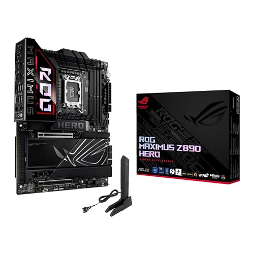 ASUS ROG Maximus Z890 Hero Gaming Mainboard Sockel Intel LGA 1851 (ATX, Advanced AI, DDR5, NitroPath DRAM, WiFi 7, 3X PCIe 5.0 M.2, 3X PCIE 4.0 M.2, 2X Thunderbolt 4, DIMM Flex) von ASUS
