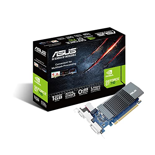 ASUS Nvidia GeForce GT710-SL-1GD5 Grafikkarte (1GB DDR5 Speicher, 0db Kühlung, 1x VGA, 1x DVI, 1x HDMI) von ASUS