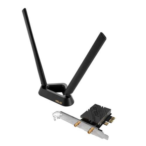 ASUS PCE-BE92BT WiFi 7 PCI-E Adapter mit 2 externen Antennen Unterstützt 6 GHz Band, 320 MHz, Bluetooth 5.4, WPA3 Netzwerksicherheit, OFDMA und MU-MIMO, nur kompatibel mit Intel-Motherboards von ASUS
