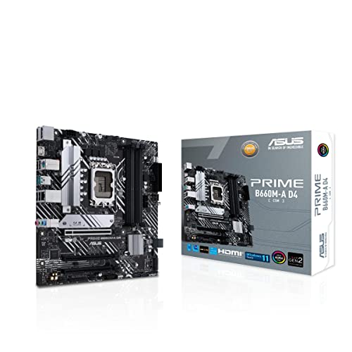 ASUS PRIME B660M-A D4-CSM Business Mainboard Sockel Intel LGA 1700 (Intel B660, mATX, DDR4 Speicher, PCIe 4.0, 2x M.2, Aura Sync) von ASUS