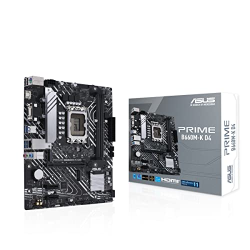 ASUS PRIME B660M-K D4 Gaming Mainboard Sockel Intel LGA 1700 (Intel B660, mATX, DDR4 Speicher, PCIe 4.0, 2x M.2, ASUS Lighting Control) von ASUS