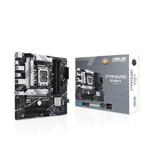 ASUS PRIME B760M-A-CSM Business Mainboard Sockel Intel LGA 1700 (Intel B760, mATX, DDR5 Speicher, 2x PCIe 4.0 M.2, Aura Sync) von ASUS