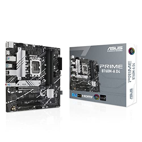 ASUS PRIME B760M-A D4-CSM Business Mainboard Sockel Intel LGA 1700 (Intel B760, mATX, DDR4 Speicher, 2x PCIe 4.0 M.2, Aura Sync) von ASUS