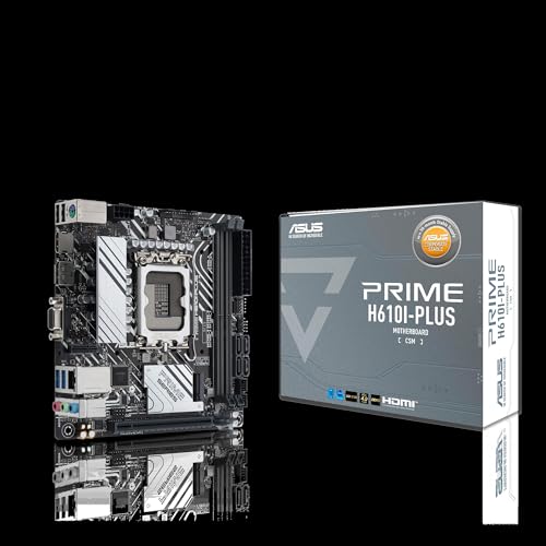 ASUS PRIME H610I-PLUS-CSM (Intel H610 Mini-ITX-Mainboard mit DDR5 5600, PCIe 4.0, M.2-Steckplatz, Intel 1 Gb Ethernet, DisplayPort, HDMI, D-Sub, USB 3.2 Gen 1-Ports, SATA 6 Gbps, COM-Header) von ASUS