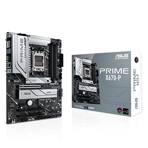 ASUS PRIME X670-P Gaming Mainboard Sockel AMD AM5 (Ryzen 7000, ATX, PCIe 5.0, 3x M.2, DDR5-Speicher, USB 3.2 Gen 2x2 Typ-C, Aura Sync RGB-Beleuchtung) von ASUS