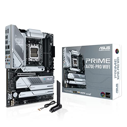 ASUS PRIME X670E-PRO WIFI Gaming Mainboard Sockel AMD AM5 (Ryzen 7000, ATX, PCIe 5.0, 4. M.2, DDR5-Speicher, USB 3.2 Gen 2 Typ-C, Aura Sync RGB-Beleuchtung) von ASUS