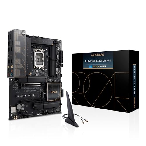 ASUS PROART B760-CREATOR WiFi Mainboard Sockel Intel LGA1700 (ATX, PCIe 5.0, DDR5 Speicher, WiFi 6, 3X M.2, USB 3.2 Gen2x2, für Content Creator) von ASUS