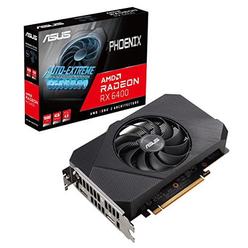 ASUS Phoenix Radeon RX6400 4G GDDR6 Gaming Grafikkarte (AMD Radeon RX6400, 4GB GDDR6 Speicher, 1x HDMI 2.1, 1x DisplayPort 1.4a, PH-RX6400-4G), Standard Edition von ASUS