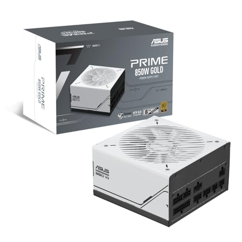 ASUS Prime 850 W Gold, Modulares Netzteil für PC, 850 W Leistung, PCle Gen 5.0, 80 Plus Gold, Standard ATX 3.0, Lüfter mit doppeltem Kugellager, Weiß, PRIME-850W-GOLD ASUS Prime 850 W Gold, Modulares Netzteil für PC, 850 W Leistung, PCle Gen 5.0, 80 Plus Gold, Standard ATX 3.0, Lüfter mit doppeltem Kugellager, Weiß, PRIME-850W-GOLD von ASUS