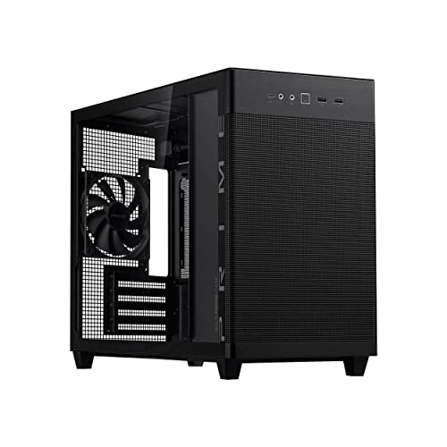 ASUS Prime AP201 MicroATX Gehäuse schwarz (33 Liter, unterstützt 280- & 360-mm-Kühler, Grafikkarten bis 338 mm Länge und Standard-ATX-Netzteile) von ASUS