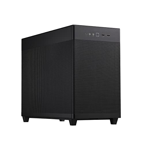ASUS Prime AP201 MicroATX PC-Gehäuse (33 Liter, unterstützt 360-mm-Kühler, Grafikkarten bis 338 mm Länge, Mesh-Design für erhöhten Luftstrom, USB Typ-C​ am Frontpanel, abnehmbare Seitenteile) schwarz von ASUS