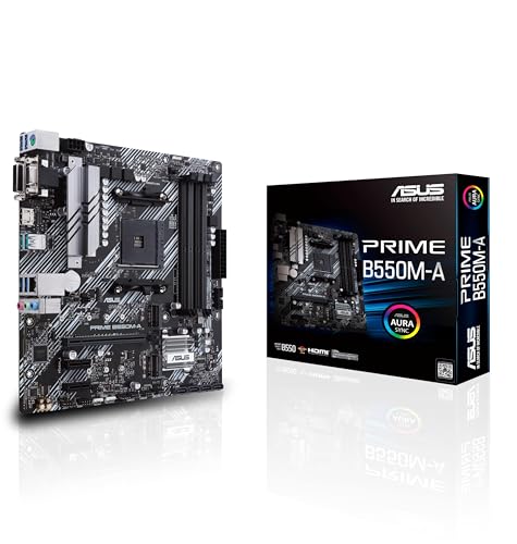ASUS Prime B550M-A Gaming Mainboard Sockel AM4 (micro ATX, Ryzen, PCIe 4.0, 2x M.2, 1Gbit/s-Ethernet, SATA 6Gbit/s, USB 3.2 Gen 2 Typ-A, Unterstützung für Aura Sync RGB Header) von ASUS