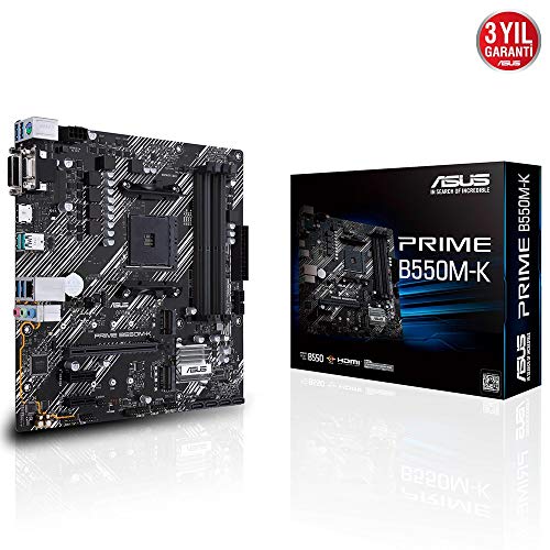 ASUS Prime B550M-K Gaming Mainboard Sockel AM4 (micro ATX, Ryzen, PCIe 4.0, 2x M.2-Steckplätze, SATA 6Gbit/s, USB 3.2 Gen 2 Typ-A) von ASUS