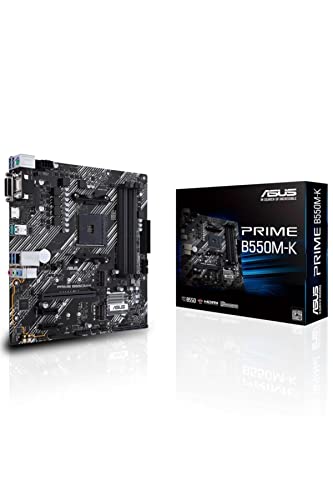 ASUS Prime B550M-K Gaming Mainboard Sockel AM4 (micro ATX, Ryzen, PCIe 4.0, 2x M.2-Steckplätze, SATA 6Gbit/s, USB 3.2 Gen 2 Typ-A) von ASUS