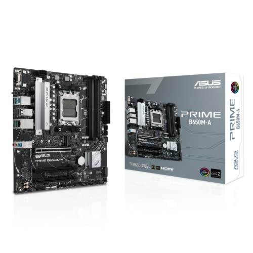 ASUS Prime B650M-A Gaming Mainboard Sockel AMD AM5 (Ryzen 7000, micro-ATX, DDR5 Speicher, PCIe 5.0, WiFi 2.5G Ethernet, BIOS Flashback, USB 3.2 Gen 2, Aura Sync) von ASUS
