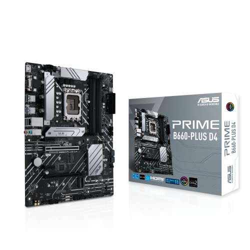 ASUS Prime B660-PLUS D4 LGA 1700 (Intel 12. Generation) ATX Motherboard (PCIe 4.0, DDR4.3xM.2 Slots, 2.5 GB LAN, Front USB 3.2 Gen 1 Type-C, Thunderbolt 4 Header-Unterstützung) von ASUS