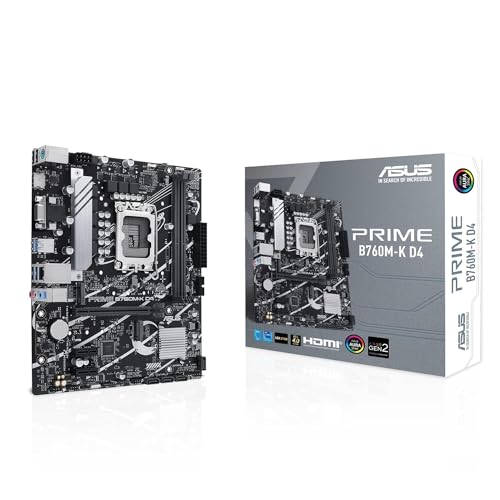 ASUS Prime B760M-K Gaming Mainboard Sockel Intel LGA 1700 (Intel B760, mATX, DDR5 Speicher, 2X PCIe 4.0 M.2, Aura Sync) von ASUS