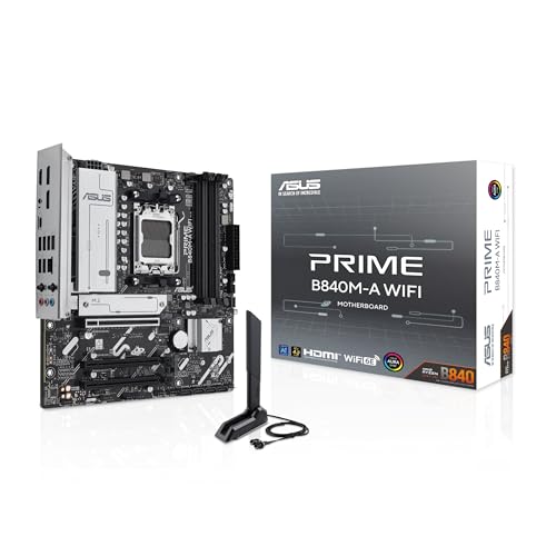 ASUS Prime B840M-A WiFi Mainboard Sockel AMD AM5 (AMD B840, mATX, DDR5 Speicher, 3X M.2, PCIe 4.0, WiFi 6E, Aura Sync) ASUS Prime B840M-A WiFi Mainboard Sockel AMD AM5 (AMD B840, mATX, DDR5 Speicher, 3X M.2, PCIe 4.0, WiFi 6E, Aura Sync) von ASUS
