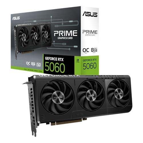 ASUS Prime GeForce RTX 5060 8GB GDDR7 OC Edition Gaming Grafikkarte (Nvidia GeForce RTX5060 DLSS 4, 2,5-Slot Design, PCIe 5.0, 3X DisplayPort 2.1b, 1x HDMI 2.1b, PRIME-RTX5060-O8G) von ASUS