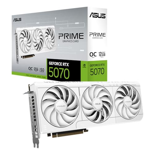 ASUS Prime GeForce RTX 5070 White OC Edition 12GB GDDR7 Gaming Grafikkarte (NVIDIA DLSS 4, 2,5-Slot Design, SSF, PCIe 5.0, 3X DisplayPort 2.1b, 1x HDMI 2.1b, weiß, PRIME-RTX5070-O12G-WHITE) von ASUS