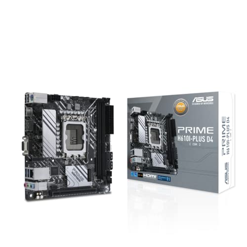 ASUS Prime H610I-PLUS D4-CSM Mainboard Sockel Intel LGA 1700 (Intel H610, Mini-ITX, DDR4 Speicher, PCIe 4.0, 2X M.2, 1Gb Ethernet, DisplayPort, HDMI), schwarz von ASUS