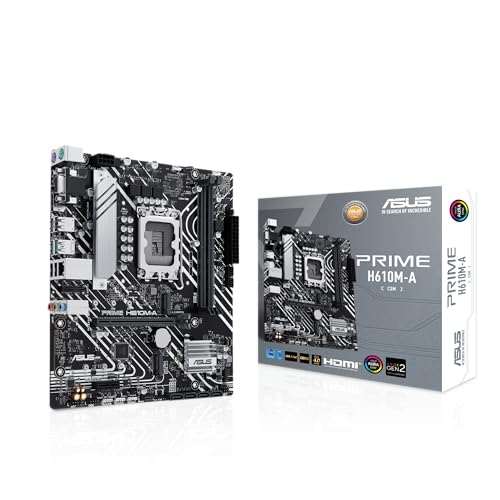 ASUS Prime H610M-A-CSM Intel H610 (LGA 1700) mATX-Mainboard (PCIe 4.0, Zwei M.2-Steckplätzen, DDR5,Intel 1Gb Ethernet, DisplayPort, HDMI, VGA, USB 3.2 Gen 2-Anschlüssen, Aura Sync) von ASUS