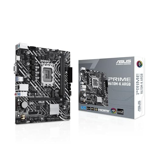ASUS Prime H610M-K ARGB Mainboard Intel H610 (LGA 1700), DDR5, PCIe 4.0, M.2 Slot, Realtek 1 GB Ethernet, HDMI, VGA, USB 3.2 Gen 1, SATA 6 Gbit/s, Adressable Header Gen 2, Aura Sync von ASUS