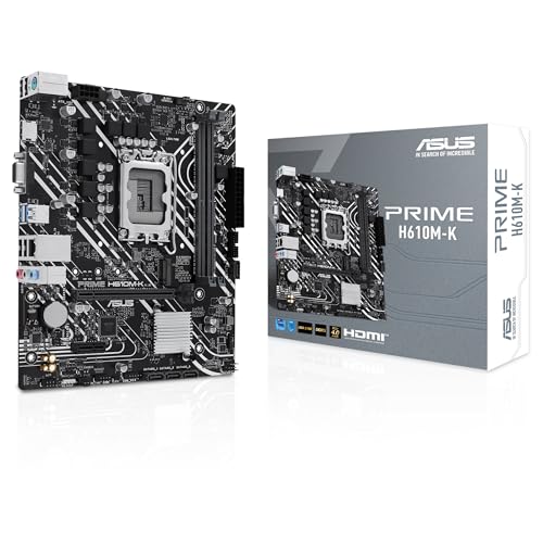 ASUS Prime H610M-K Gaming Mainboard Sockel Intel LGA1700 (microATX, DDR5, PCIe 4.0, M.2, Realtek 1GB Ethernet, HDMI, VGA, SATA 6Gbit/s, COM Header, RGB Header) von ASUS