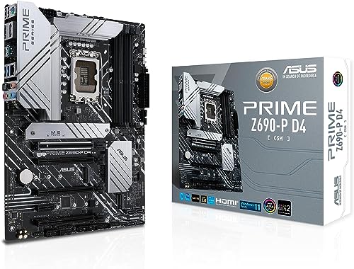 ASUS Prime Z690-P D4 CSM Mainboard Sockel Intel LGA 1700 (Intel Z690, ATX, PCIe 5.0, 3X M.2, DDR4, Thunderbolt 4, Aura Sync, 2,5Gb Ethernet) von ASUS