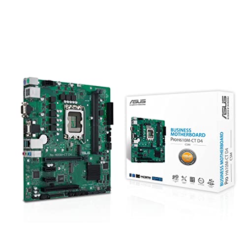 ASUS Pro H610M-C D4-CSM Business Mainboard Sockel Intel LGA 1700 (mATX, PCIe 4.0, ASUS COM Debug Header, Remote IT Management), Schwarz von ASUS