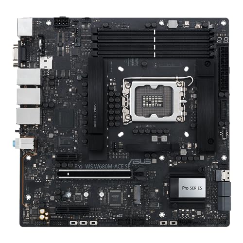 ASUS Pro WS W680M-ACE SE Intel LGA 1700 mATX BMC AST2600 Workstation Motherboard, PCIe 5.0x16, DDR5, ECC Speicher, 2xIntel 2.5 Gb LAN, 2xPCIe 4.0 M.2, USB 3.2 Gen 2x2 Frontpanel, SlimSAS, Thunderbolt von ASUS