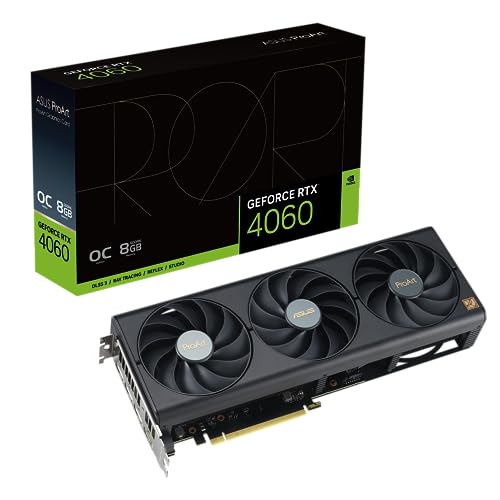 ASUS ProArt GeForce RTX 4060 OC Edition 8GB GDDR6 Gaming Grafikkarte (NVIDIA GeForce RTX4060, DLSS 3, PCIe 4.0, 1x HDMI 2.1a, 3X DisplayPort 1.4a, PROART-RTX4060-O8G) von ASUS